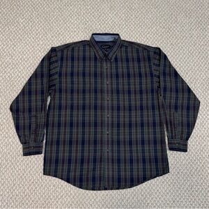 Van Heusen Casual Button Down Shirt in Green and Blue Plaid